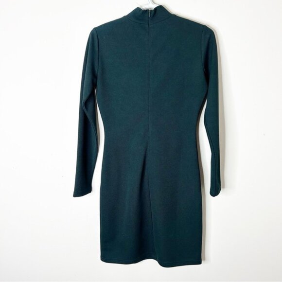 DRY LAKE Women's Mini Dress Long sleeve knit Bodycon mockneck forest Green Small - Picture 11 of 16